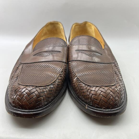 Mezlan Woven Perforated Penny Loafers Men Size 11 M Brown Leather Dress Shoes main image 9